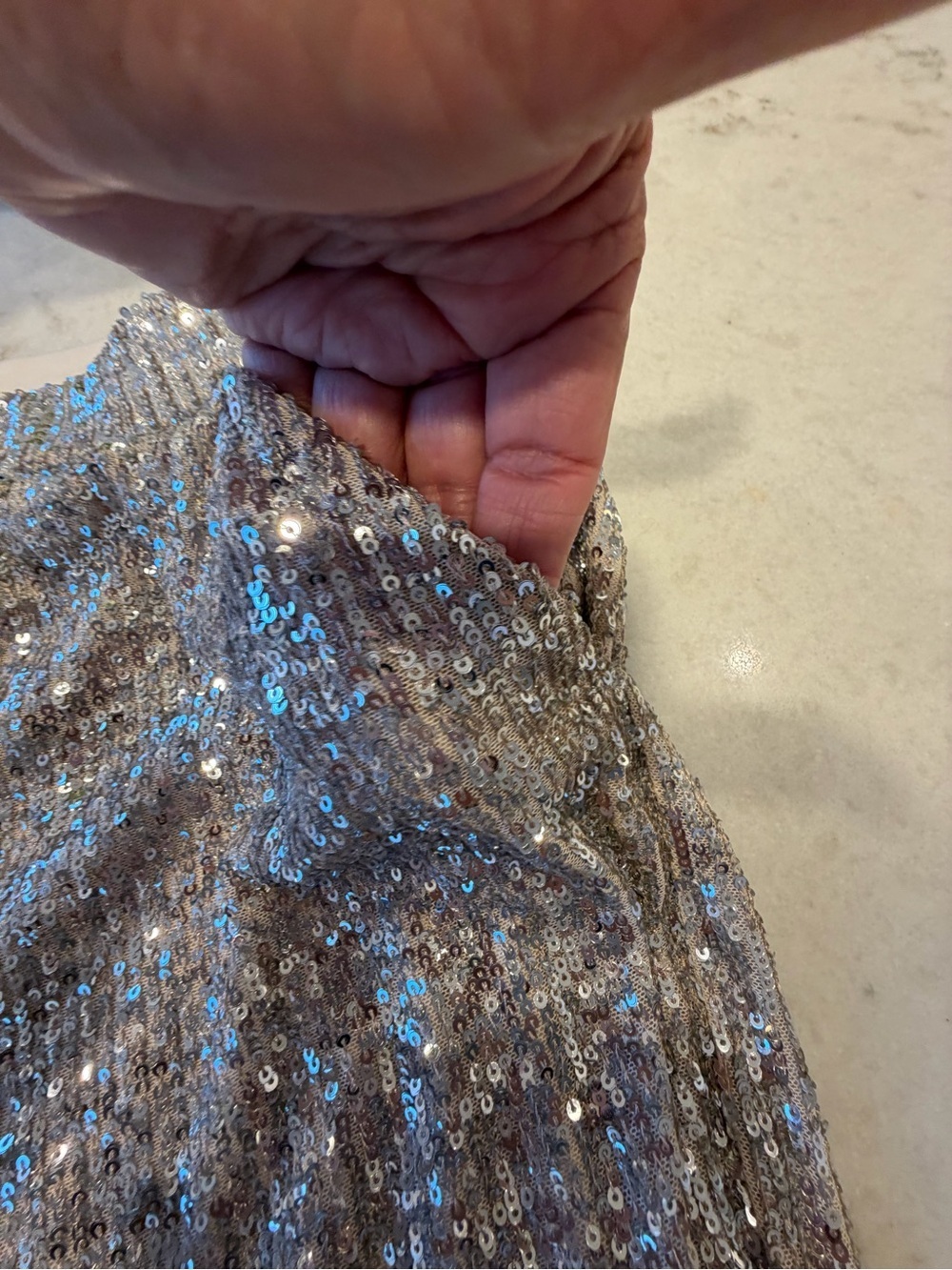 Cable & Gauge Champagne Sequin Wide-Leg Pants! Elastic! Stunning! L - Picture 7 of 7